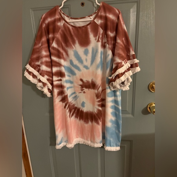 Shein Tie-Dye Fringe Sleeve Tunic Top – Size 3XL - Picture 1 of 2